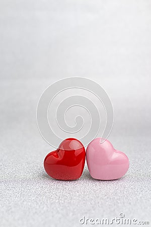Valentines, wedding card or background with Red and pink heart s Stock Photo