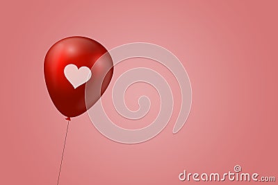 Valentines week special illustration idea. Heart created on a red balloon. Valentines Day. Empty Space Cartoon Illustration