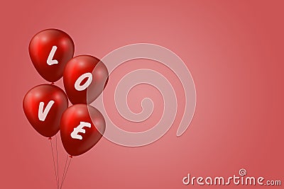 Valentines week special illustration idea. Love created on a red balloons. Valentines Day. Empty Space Cartoon Illustration