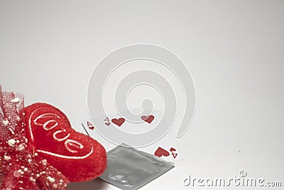 Valentines& x27;s day, Number Fourteen card number, Condom Prevent Pregnancy Contraception Valentines safe sex young love concept, Stock Photo