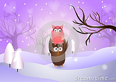 Valentins day! Happy winter composition Vector Illustration