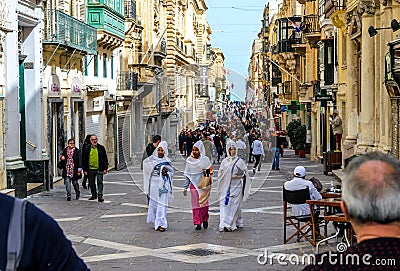 Valetta, Malta - June 2018: cultural diversity in the european c Editorial Stock Photo