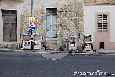 Valetta, Malta - October 22, 2020: Old working gas station on the street in Malta Editorial Stock Photo