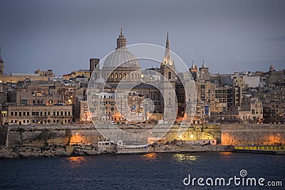 Valetta at dusk. Malta Stock Photo