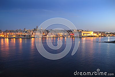 Valetta and Marsamxett Harbour at sundown. Malta Stock Photo