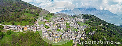 Valgerola - Valtellina IT - aerial view of Sacco Stock Photo