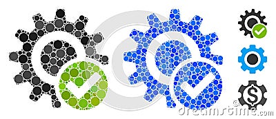 Valid Settings Gear Mosaic Icon of Round Dots Vector Illustration