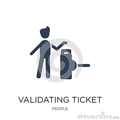 validating ticket icon in trendy design style. validating ticket icon isolated on white background. validating ticket vector icon Vector Illustration