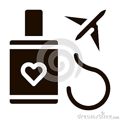 Valise And Airplane Honeymoon Trip glyph icon Vector Illustration