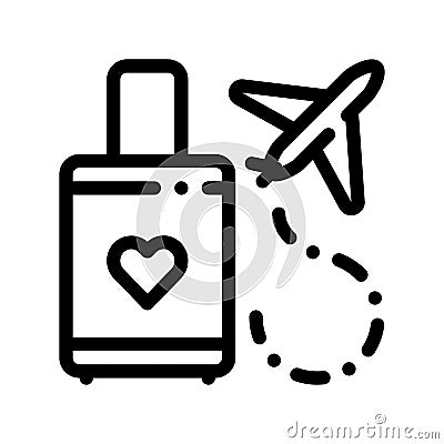 Valise And Airplane Honeymoon Trip Vector Icon Vector Illustration