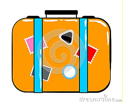 Valise cartoon sticker in retro style Vector Illustration