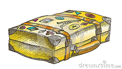 Valise With Royalty Travel Stickers Color Vector Vector Illustration