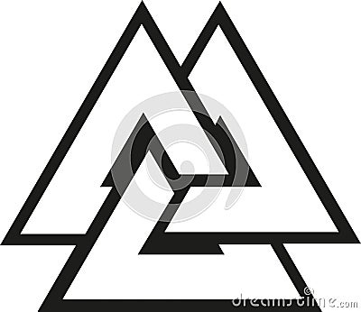 Valknut amulet ancient scandinavian and celtic mythical rune vector illustration isolated on white background Vector Illustration