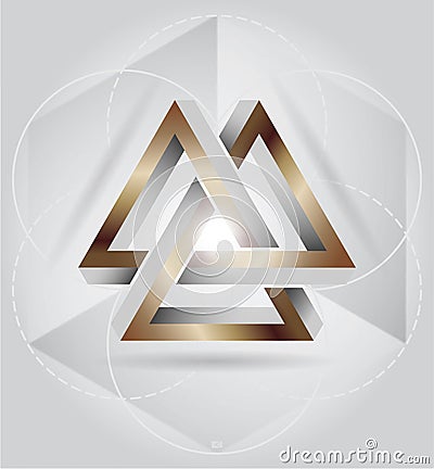 Valknut 3d odin nordic sign isolated on gray Vector Illustration