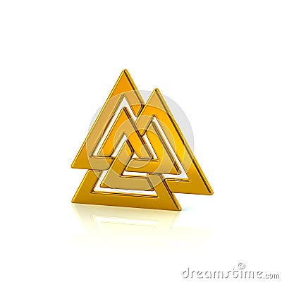 Valknut,golden Viking symbol Cartoon Illustration