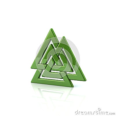 Valknut,green Viking symbol Cartoon Illustration