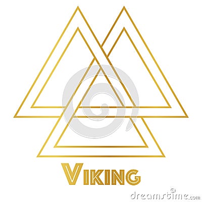 Valknut sacred magical heathen norse symbol with Viking text Vector Illustration
