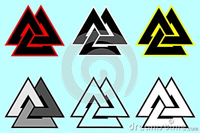 Valknut symbol, Triangle logo, Vector Illustration