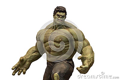 Valladolid, Spain - march 8, 2020 : incredible hulk model is isolated on white background of character from hulk movie franchise. Editorial Stock Photo