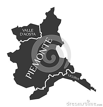 Valle D Aosta - Piemonte - Liguria region map Italy Vector Illustration