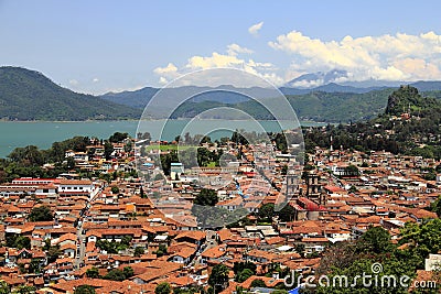 Tile roofs of the city of valle de bravo, mexico I Stock Photo