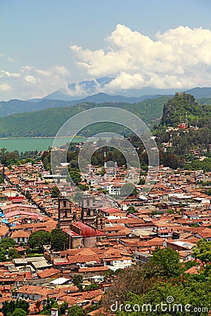 Tile roofs of the city of valle de bravo, mexico III Stock Photo