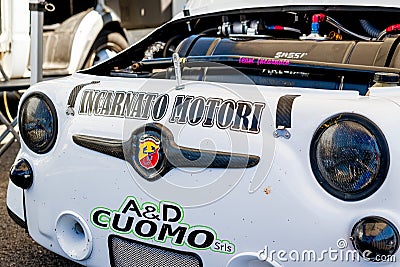 Fiat 500 racing italian classic front with Abarth logo motorsport car competition Editorial Stock Photo