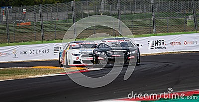 American festival of Rome. Two Nascar Euro championship racing cars in battle action Editorial Stock Photo