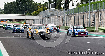 Mini Cooper cars racing starting grid first row pole position race start Editorial Stock Photo