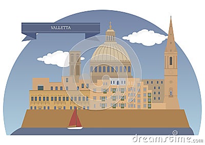 Valletta, Malta Vector Illustration