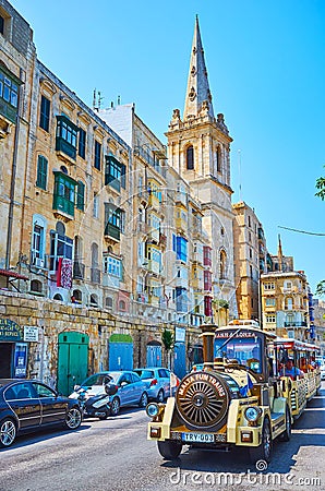 Tourist train in Valletta, Malta Editorial Stock Photo