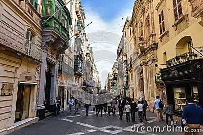 Valletta Malta main street view Editorial Stock Photo