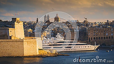 VALLETTA, MALTA - NOV 12, 2018 - MSC Seaview Cruise Ship in the port Editorial Stock Photo