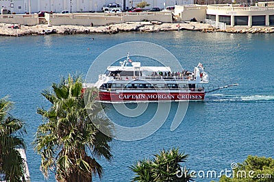 VALLETTA, MALTA - NOVEMBER 10TH 2019: Harbour cruise vessel sails from Sliema on a round the island of Malta trip Editorial Stock Photo