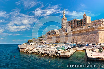 Valletta Skyline in sunny day, Malta Stock Photo