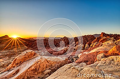 Valley of Fire State Park Landscape at Sunrise near Las Vegas, Nevada Stock Photo