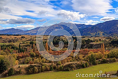 Autumn landscape near Arrowtown, New Zealand Stock Photo