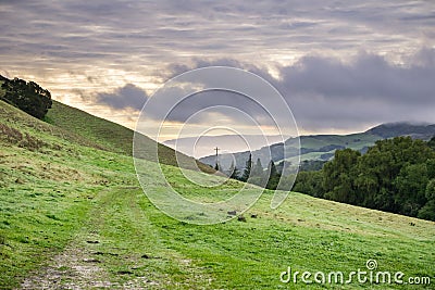 Valley in Las Trampas Regional Wilderness Park on a cloudy day, Contra Costa county, East San Francisco bay, California Stock Photo