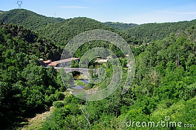 Valley of the river Doux in Ardeche in France Stock Photo