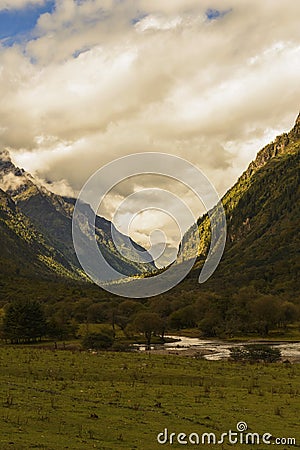 Valley scenery with sunlight design Stock Photo