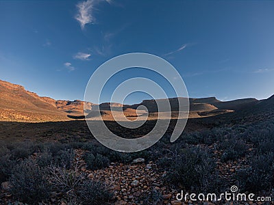 Valley shadows in a sem-desert Stock Photo
