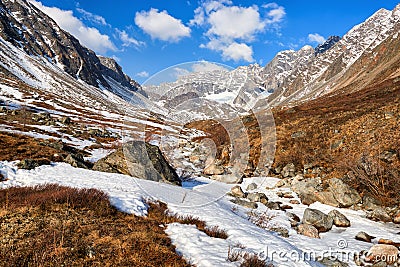 Valley of small brook in mountains of Eastern Siberia Stock Photo