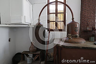 Vallindras Kitron Distillery in Chalkio-Halki, Naxos, Greece Editorial Stock Photo