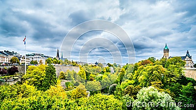 VallÃ© de la PÃ©trusse viewed from the Adolphe Bridge in the city of Luxumbourg Editorial Stock Photo