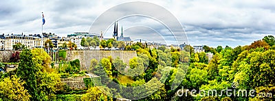 VallÃ© de la PÃ©trusse viewed from the Adolphe Bridge in the city of Luxumbourg Stock Photo