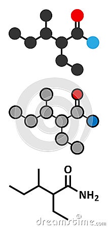 Valnoctamide sedative drug molecule Vector Illustration