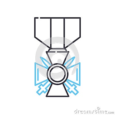 valor medal line icon, outline symbol, vector illustration, concept sign Vector Illustration