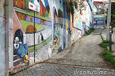 Valparaiso Murals Editorial Stock Photo