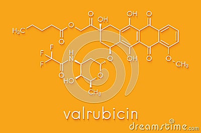 Valrubicin bladder cancer drug molecule. Skeletal formula. Stock Photo