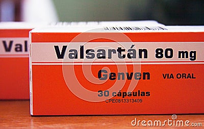 Valsartan is mainly used for treatment of high blood pressure Editorial Stock Photo